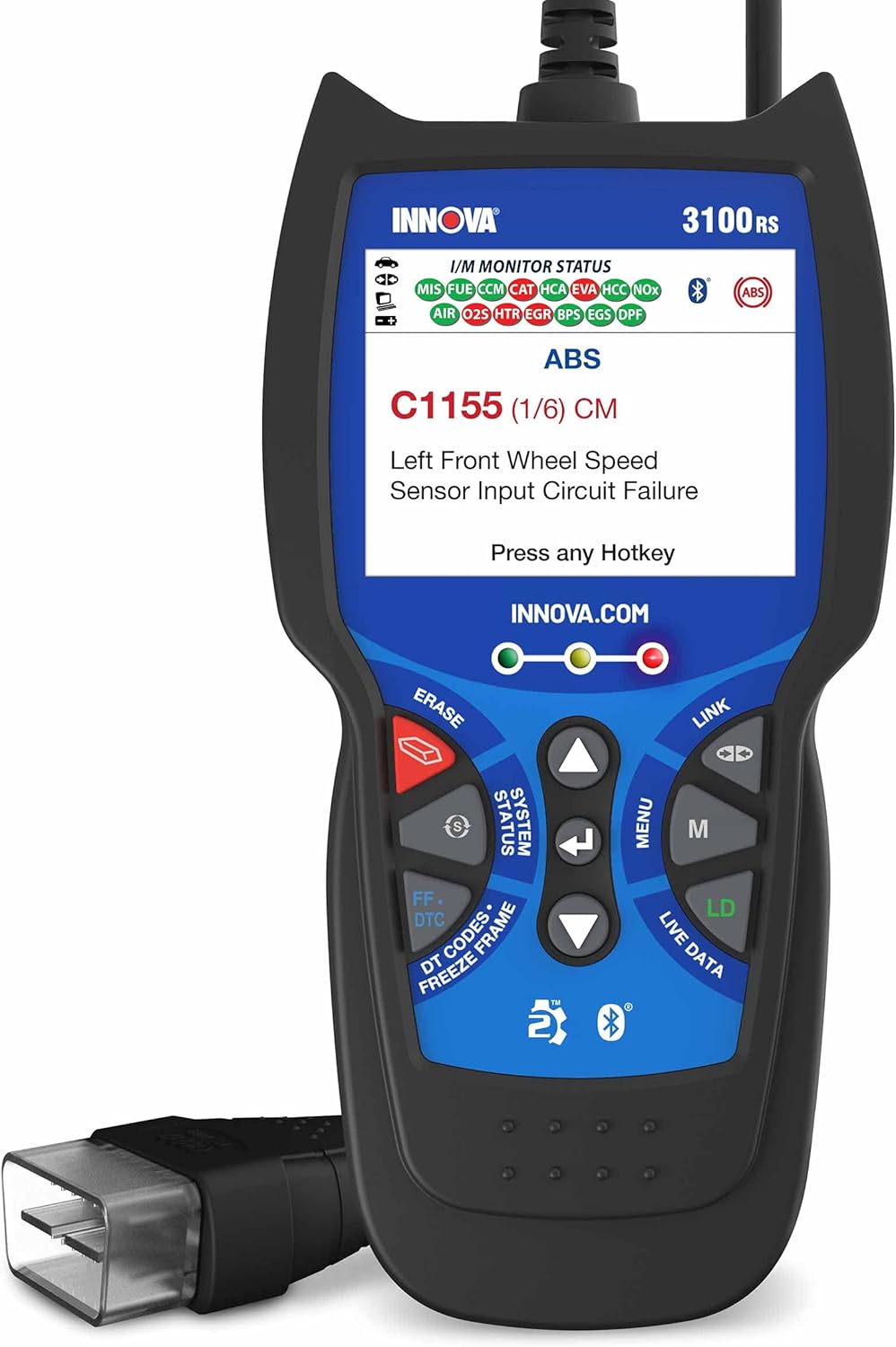 INNOVA 3100RS - Live Data OBD2 Scanner - Read/Erase OBD2 ABS SRS Codes - Reset Oil Light - Fast & Easy to use - Free Updates - Bluetooth w Free RepairSolutions2 App
