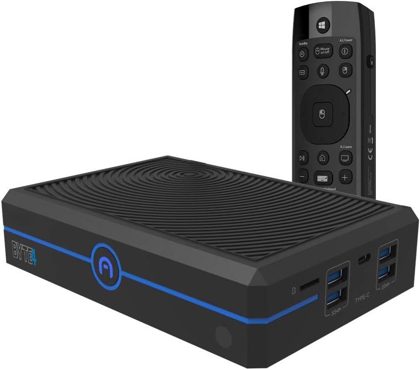 Azulle Byte4 Pro Fanless Mini Desktop PC 4GB/64GB - Business & Home Powerful Portable Computer, WiFi, Ethernet Port, Windows 10 Pro, Media Center