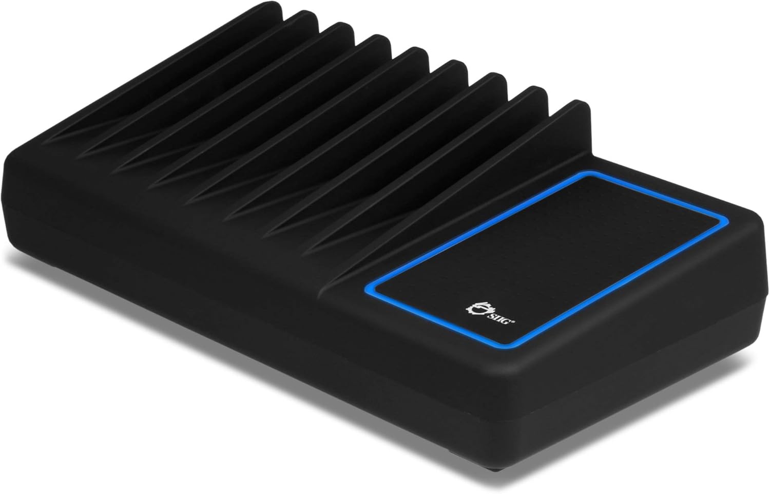 SIIG 90W Smart 10-Port USB Charging Station with Non-Slip Padded Deck and LED Ambient Light for Smartphones, Tablets, and Many Other Compatible USB Powered Devices (Black) Pack of 2