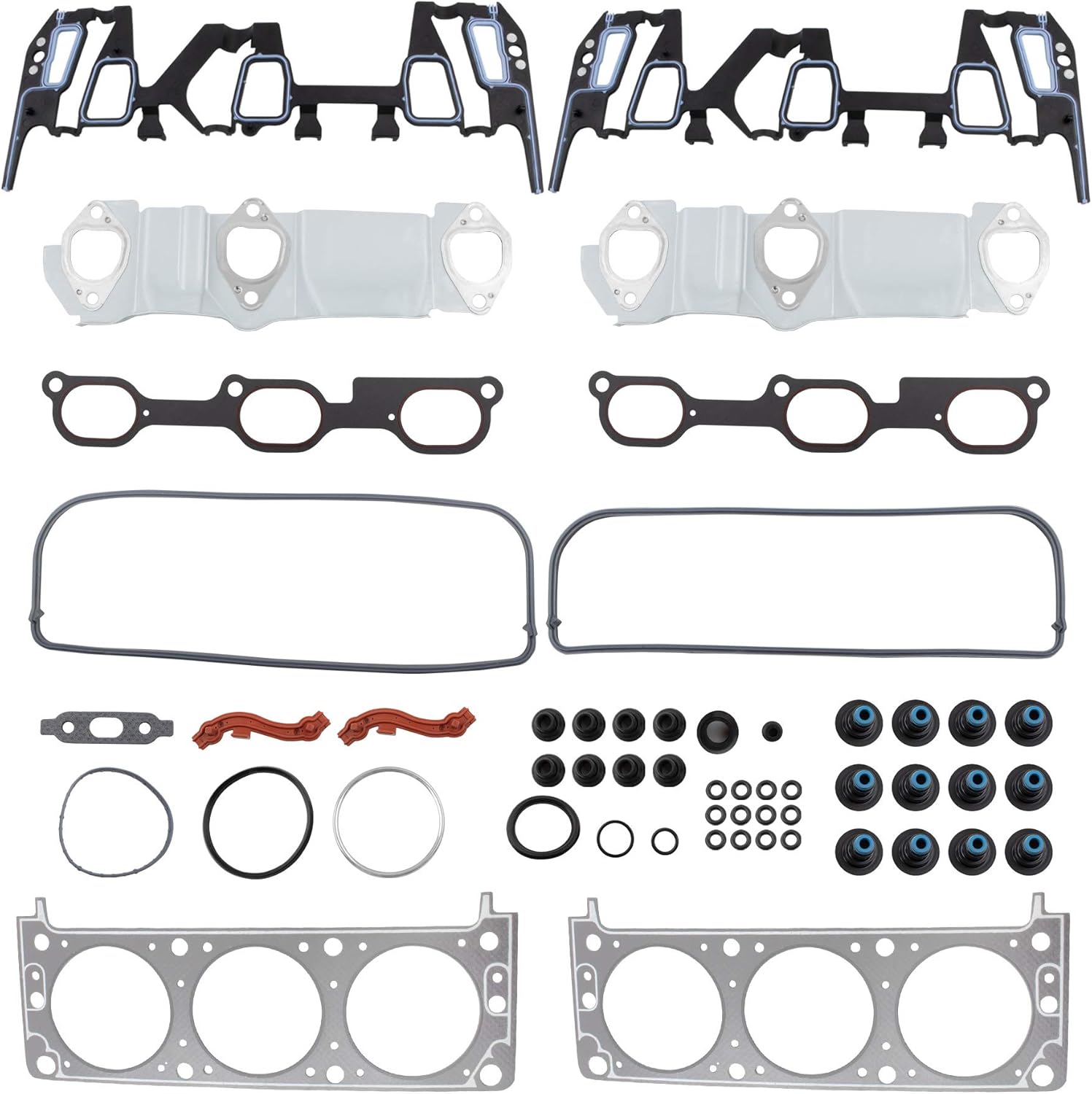 MYSMOT HS9071PT-3 Cylinder Head Gasket Set Compatible with 2005 2006 2007 2008 2009 Chevrolet Equinox / 2006 2007 2008 2009 Pontiac Torrent (3.4L V6 OHV VIN F) Pack of 2