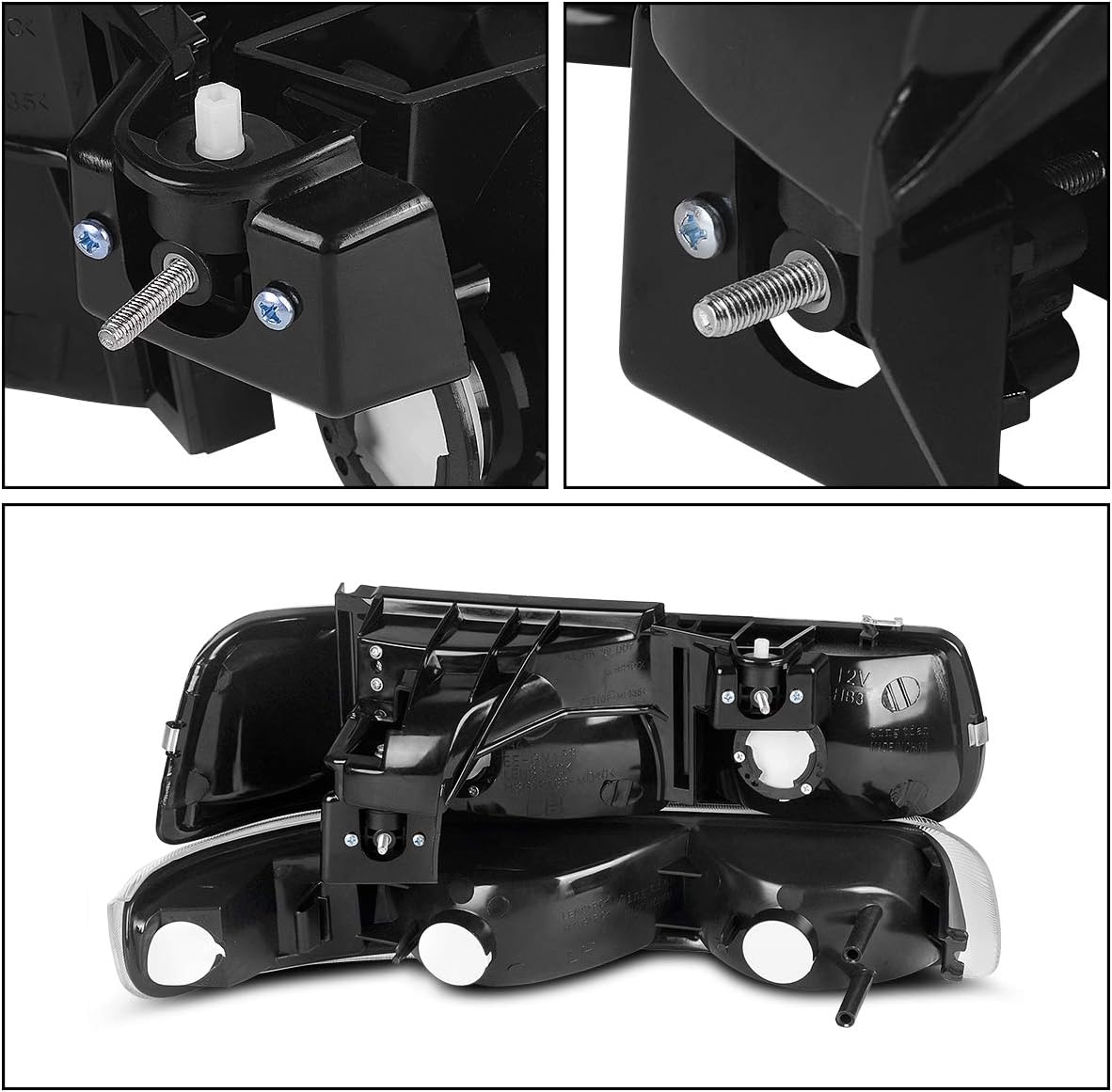 DWVO Headlight Assembly and Taillights Compatible with 1999 2000 2001 2002 Chevy Silverado 1500 2500 / 01-02 Chevy Silverado 1500HD 2500HD 3500 (Do not fit Barn Door or Stepside models)