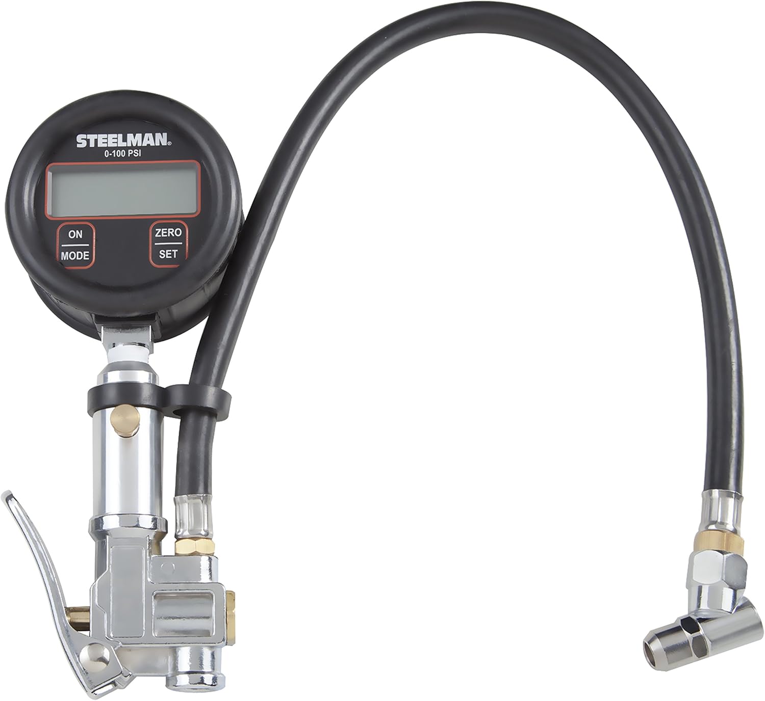 Steelman High Accuracy Digital Gauge Tire Inflator, 0-100 psi, Easy-Read LCD Screen, Temperature/Pressure Compensation and Peak/Valley/Track Pressure Modes, Measures in psi, Bar, kPa, or kg(f)/cm2