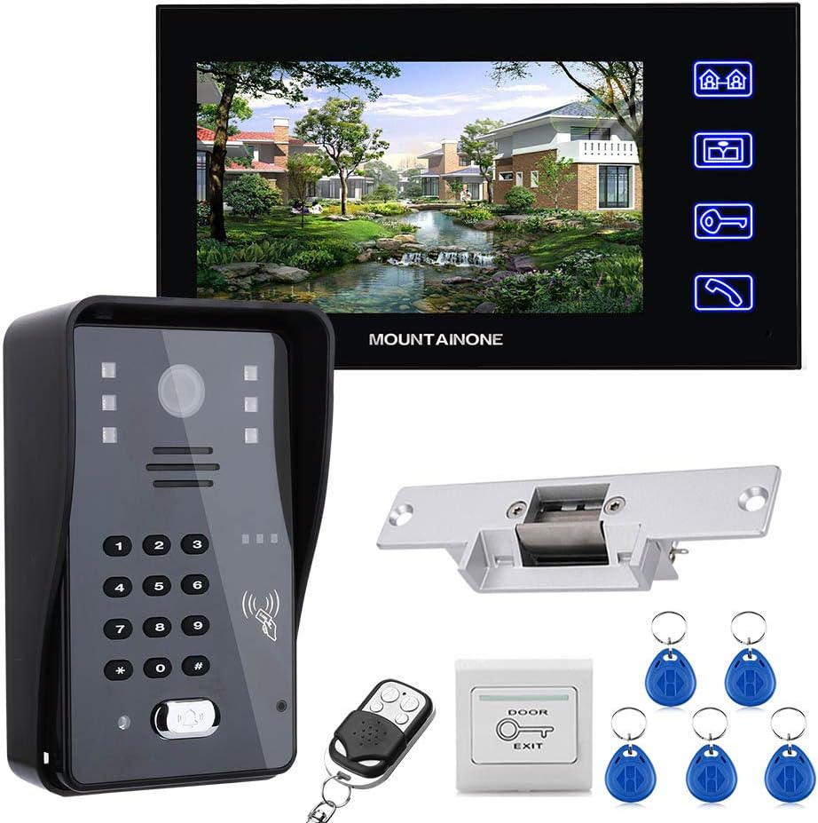 Touch Key 7 Lcd RFID Password Video Door Phone Intercom System Kit+ Electric Strike Lock+ Wireless Remote Control unlock