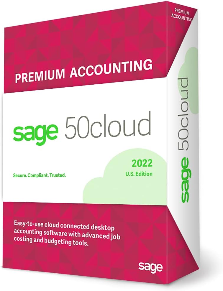 Sage Software Sage 50cloud Premium Accounting 2022 U.S. 2-User One Year Subscription Cloud Connected Small Business Accounting Software 2022 (2-Users)