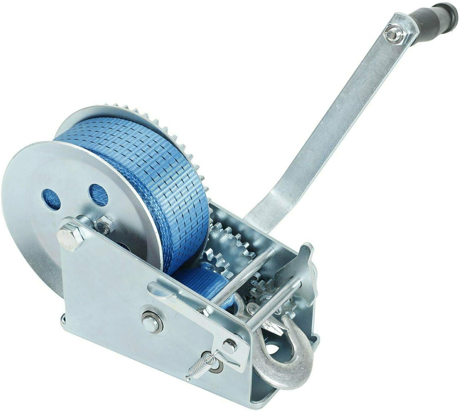 VOWAGH 3200lbs Hand Winch Hand Crank Gear Winch Polyester Strap 2 Gear Fit for ATV Boat Trailer Pickup Trucks Pack of 2