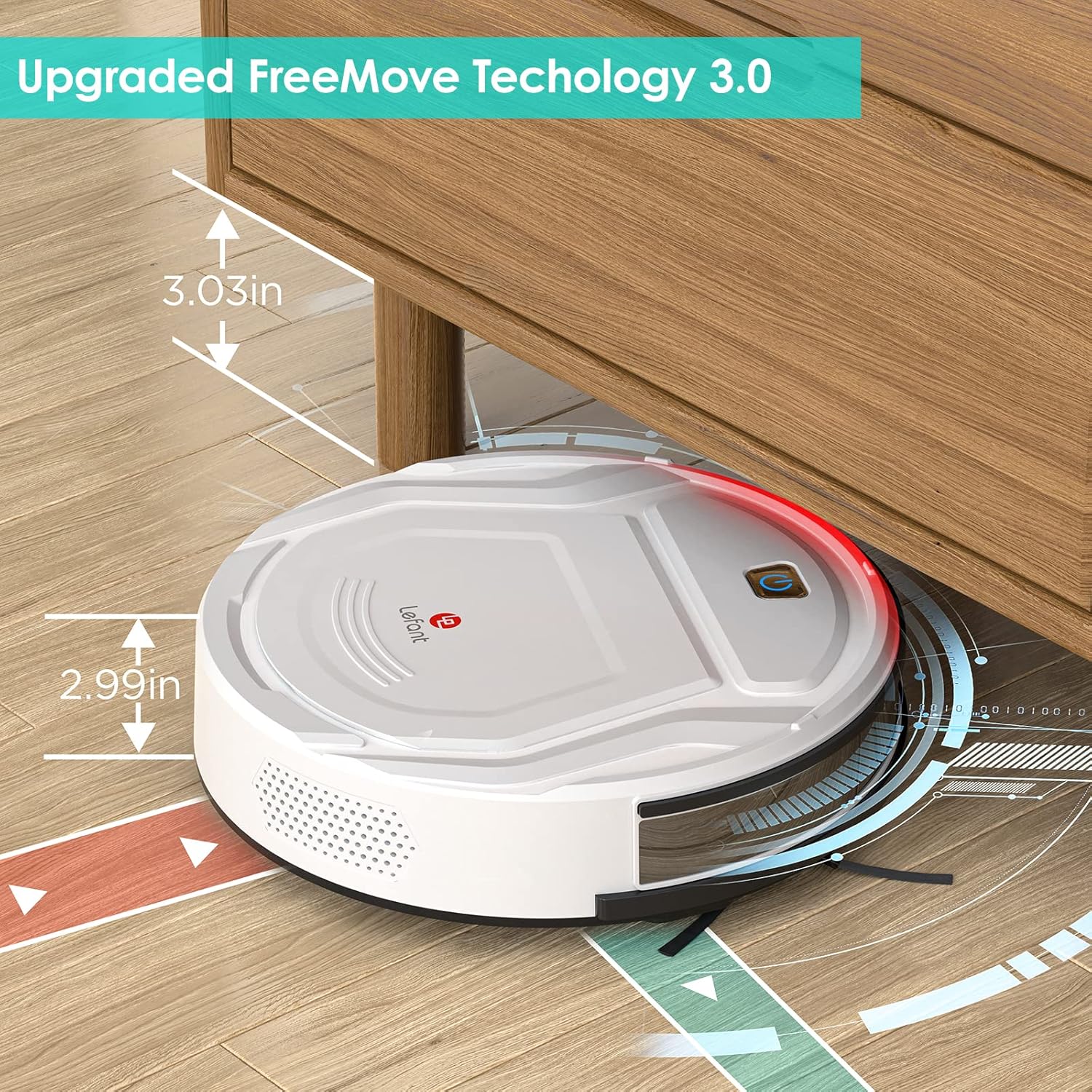 Lefant M210 Robot Vacuum Cleaner, 1800Pa Strong Suction,Slim, Quiet, Automatic Self-Charging Robotic Vacuum, Wi-Fi/App/Alexa/Remote Control,Ideal for Pet Hair Hard Floor and Low Pile Carpet