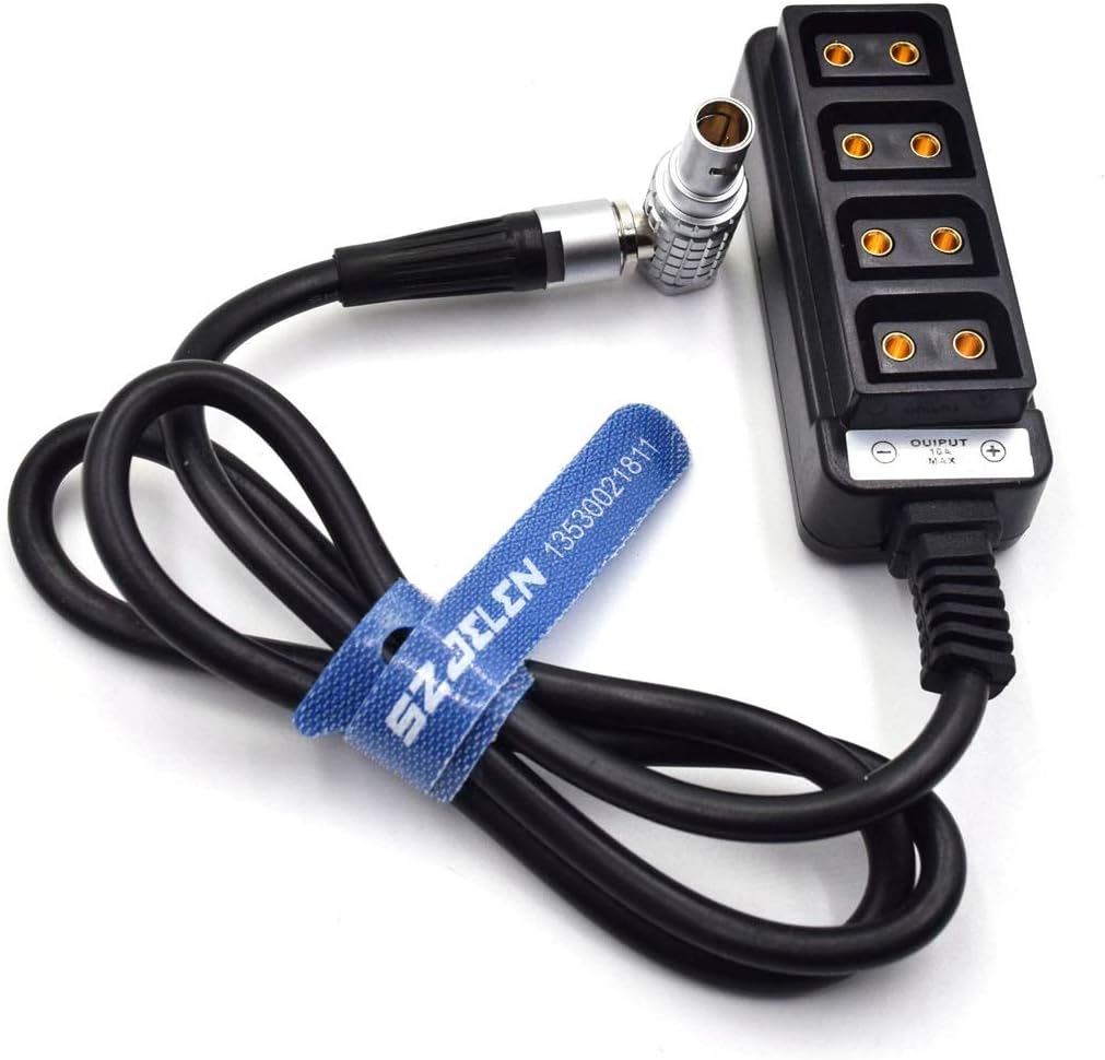 SZJELEN 0B 2pin Plug 12v Power to 4-Port D-tap Hub Adapter Splitter Cable for Alexa Tilta Red Cameras V-Mount Battery (FHG.0B 2pin to 4 d-tap) Pack of 2