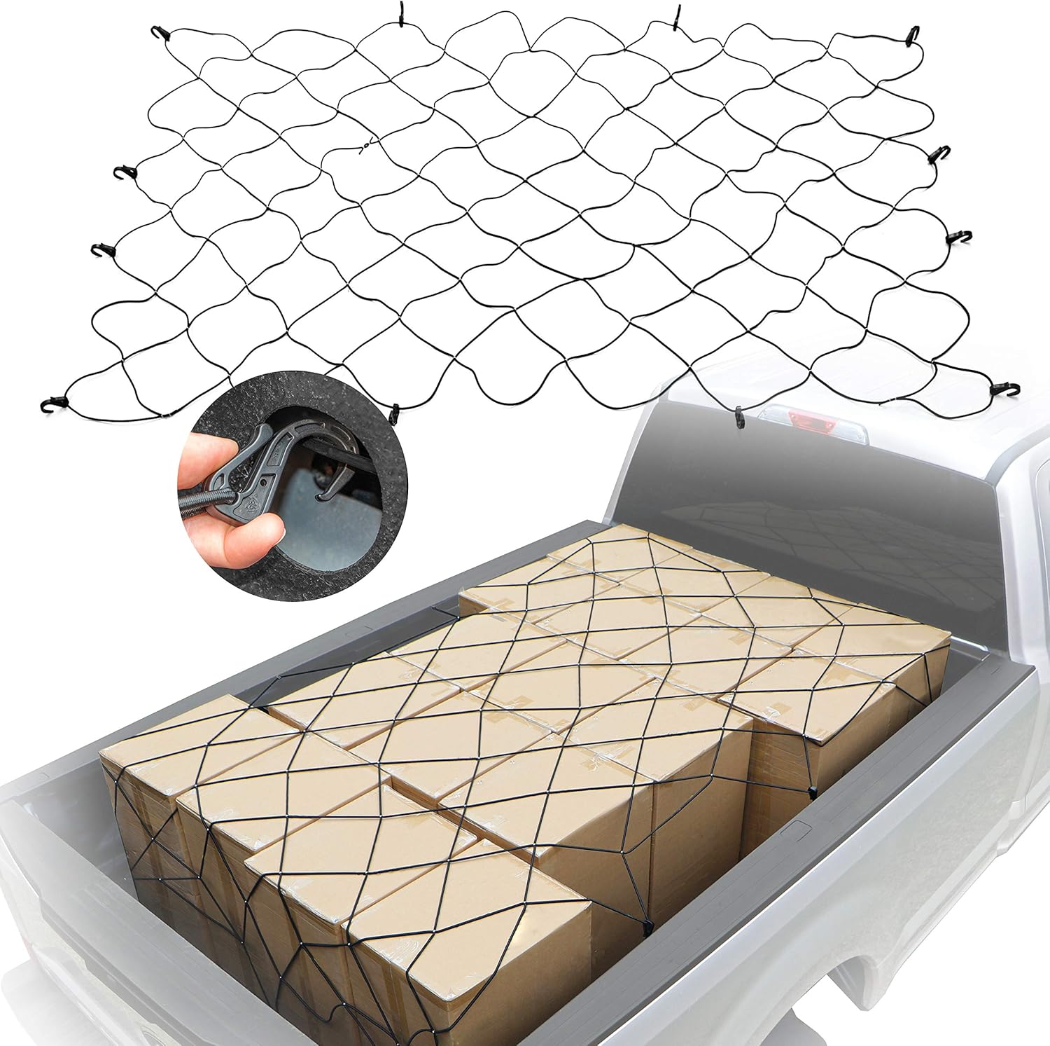 Rightline Gear Truck Bed Cargo Net with Built-in Tarp, Weatherproof, 8.8' W x 10' L Pack of 2