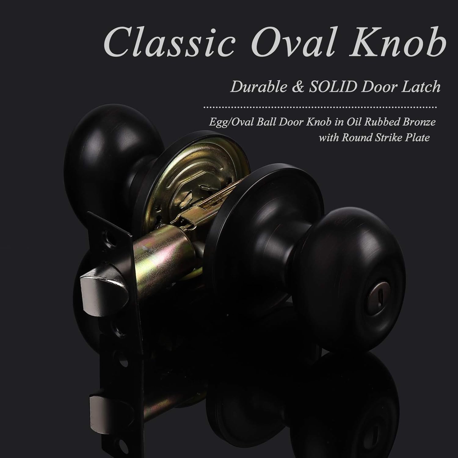 Probrico 6 Packs Oval Egg Shaped Door Knobs Oil Rubbed Bronze Privacy Door Knobs Keyless for Bedroom & Bathroom Stainless Steel Interior Door Handles with Lock Pack of 2