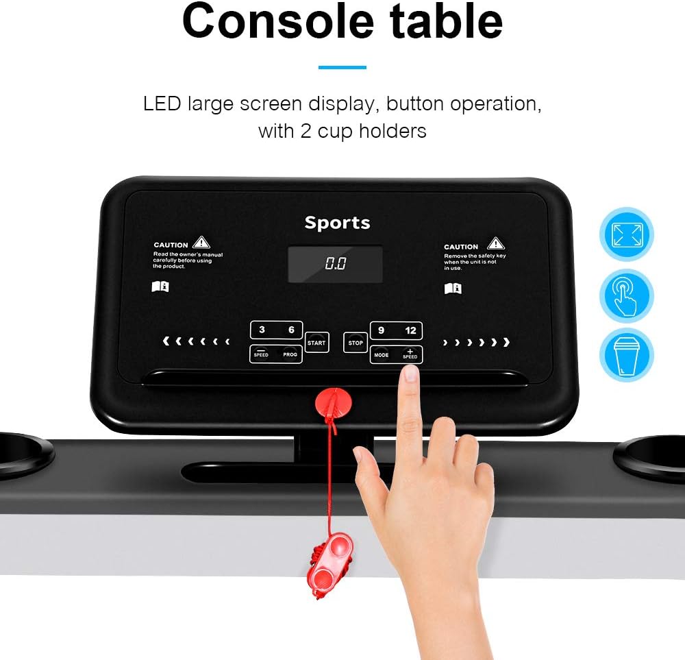 ONETWOFIT Folding Electric Treadmill, 2.0HP Motor, 1km/h - 12.8km/h, Automatically add lubricating Oil, Soft Drop System, Running Surface 48x16 inch, Ideal for Home/Office