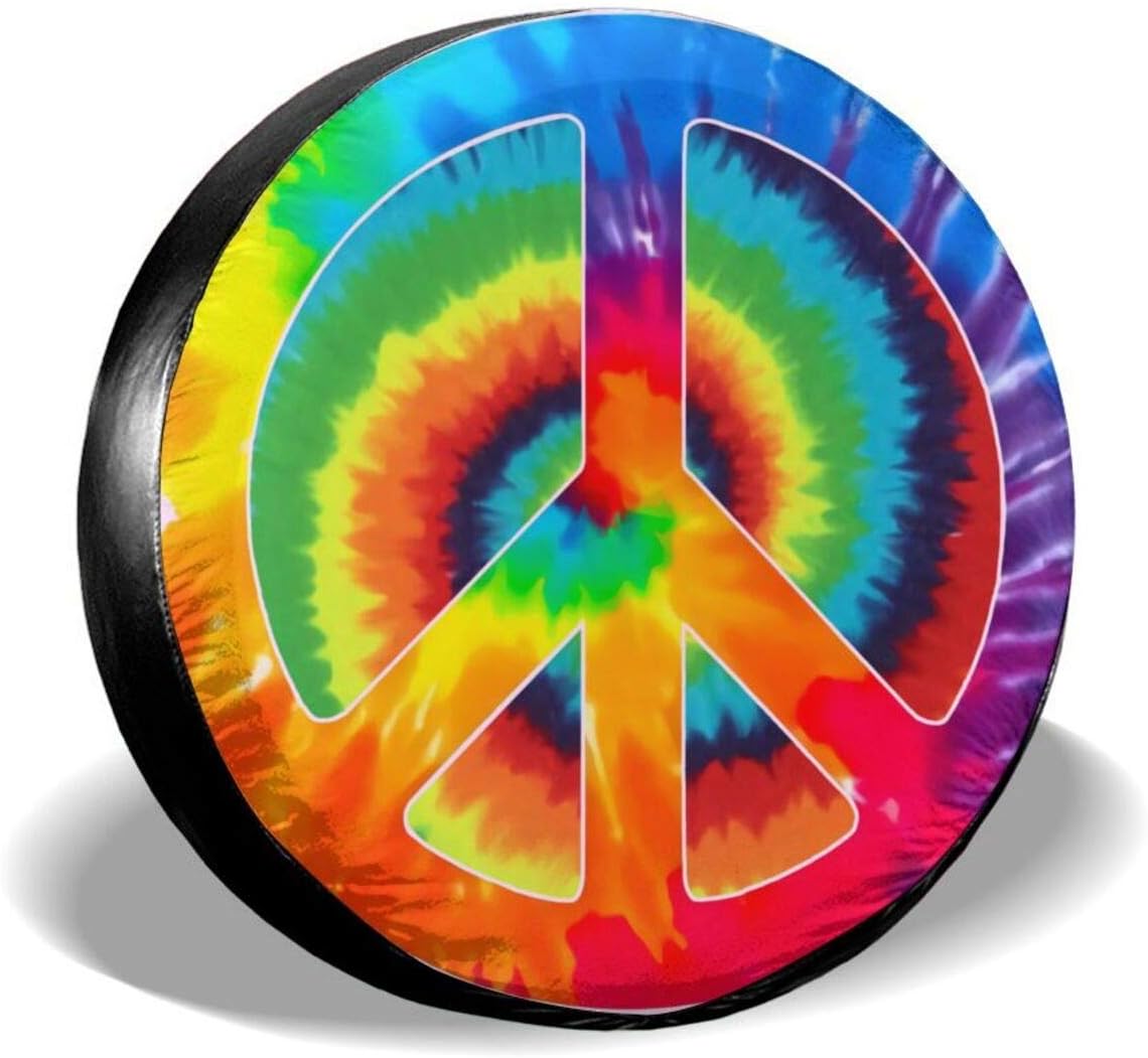 Spare Tire Cover Peace Sign Waterproof Dust-Proof Universal Wheel Tire Covers Fit for Trailer, Rv, SUV Truck and Many Vehicle Camper Accessories Pack of 2