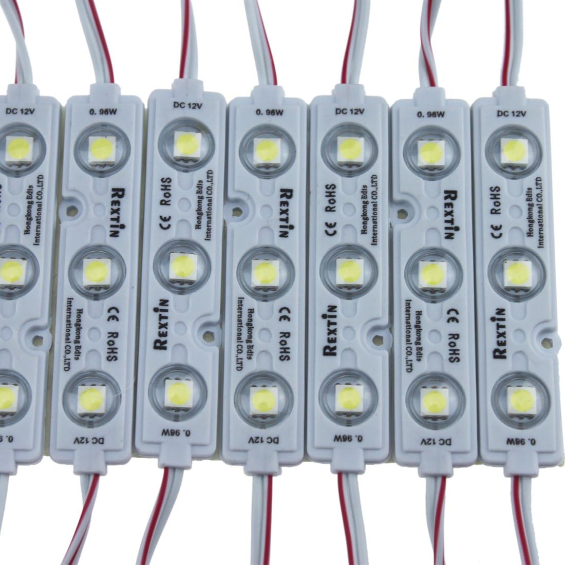 Rextin Super Bright 200pcs 3 LED Module White 5050 SMD 66-72LM Each Module Waterproof Decorative Light for Letter Sign Advertising Signs with Tape Adhesive Backside Pack of 2