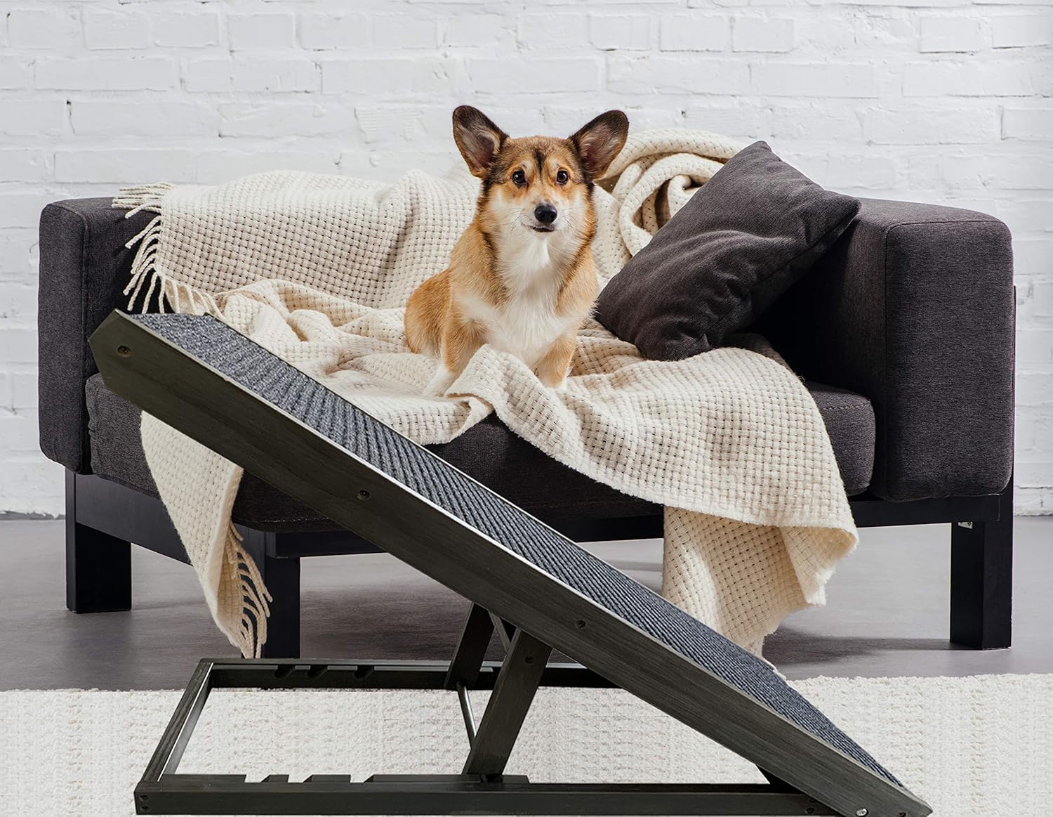 Best Companions Durable Wood Ramps,Good Couch Access for Dogs and Cats-Support up to 110lb,Non-Slip Carpet Surface,Great for Older Animals,Four Different Heights Adjustable Pet Ramp