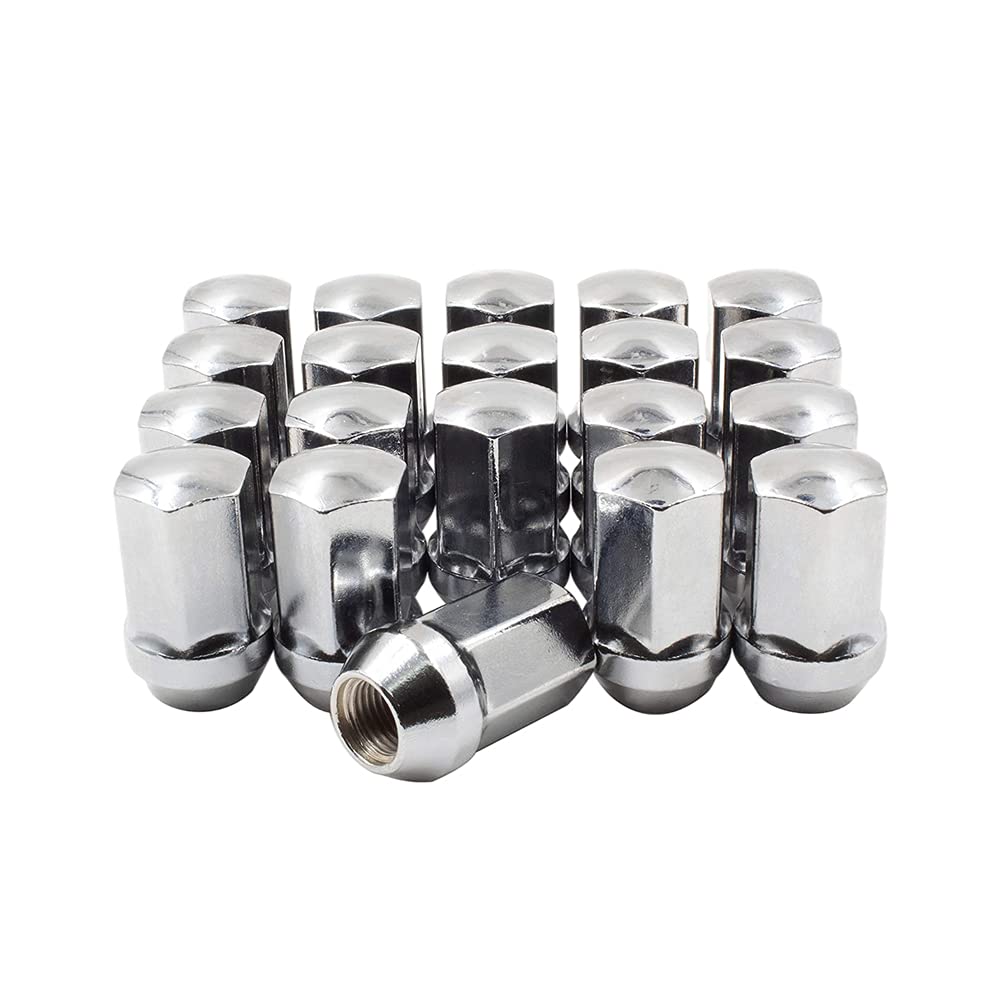 Set of 32pcs Chrome Bulge Corn Seat Lug Nut Installation Kit 14x1.5 Thread Pitch 1.75
