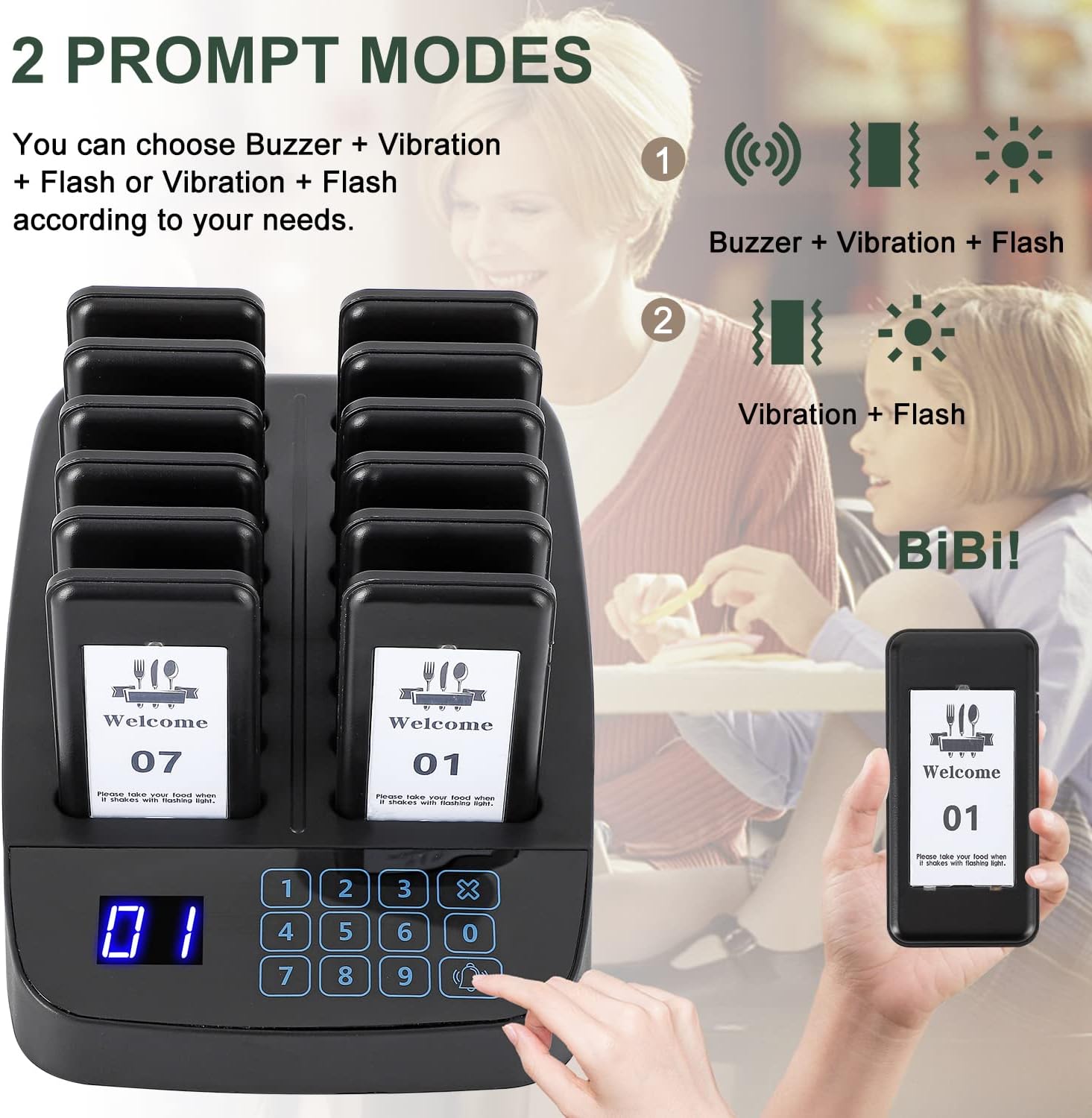 Spolehli Restaurant Paging System Buzzer Wireless Calling System Guest Waiting Social Distancing Keeping Pagers with 12 PCS Coaster Pagers for Food Court Restaurant Clinic Church Cafe Shop