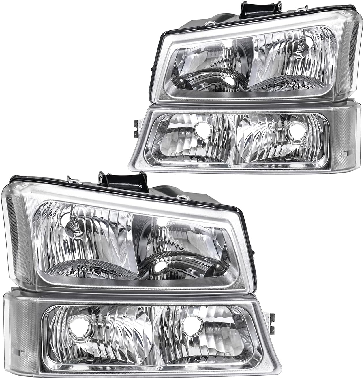 APSVE Headlight Assembly compatible with 1999-2002 Chevy Silverado 1500/2500/3500, 00-06 Tahoe Suburban, Smoke Lens Pack of 2
