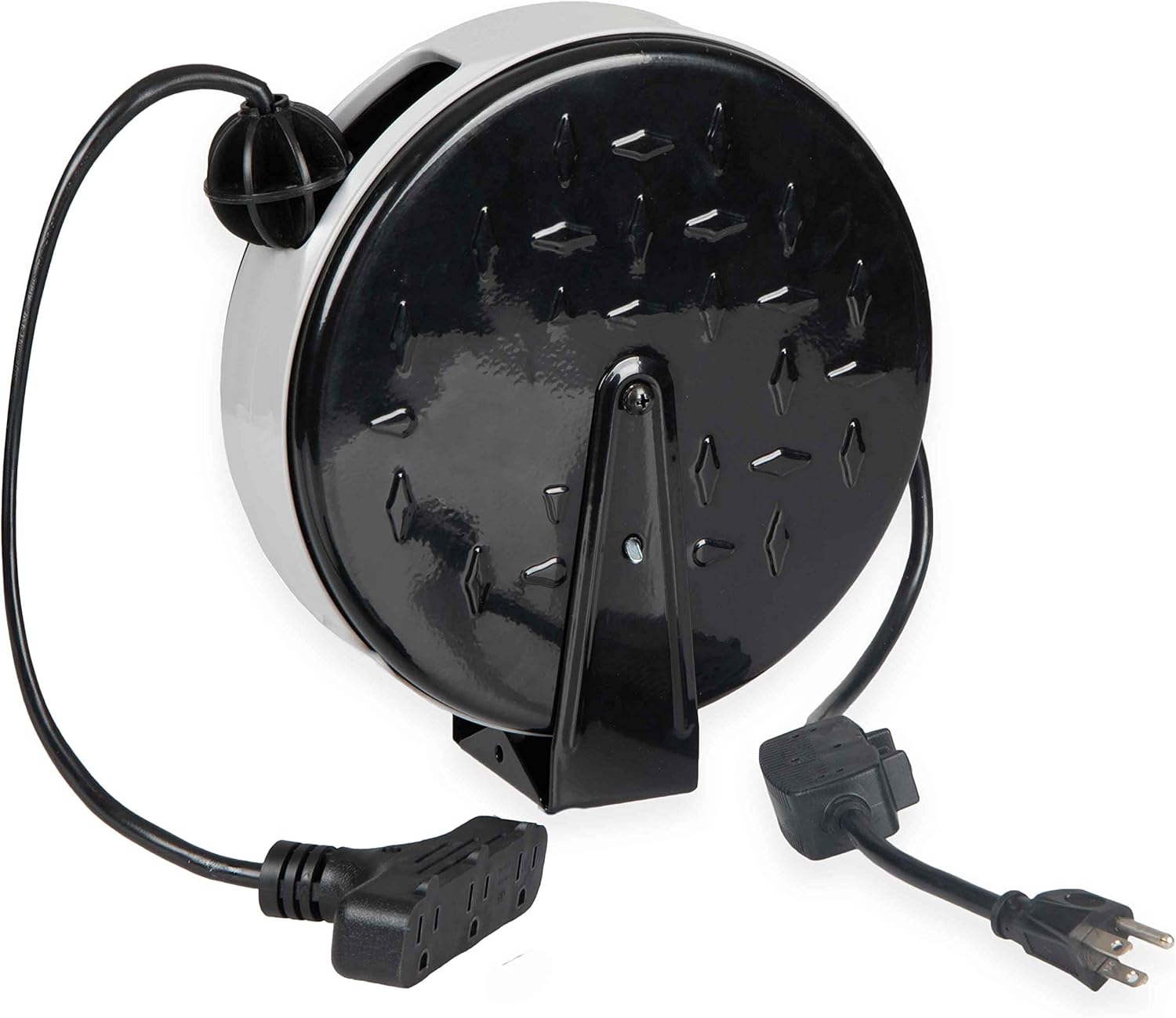 30Ft Retractable Extension Cord Reel with Breaker Switch & 3 Electrical Power Outlets - 16/3 SJTW Durable Teal Cable - Perfect for Hanging from Your Garage Ceiling Pack of 2