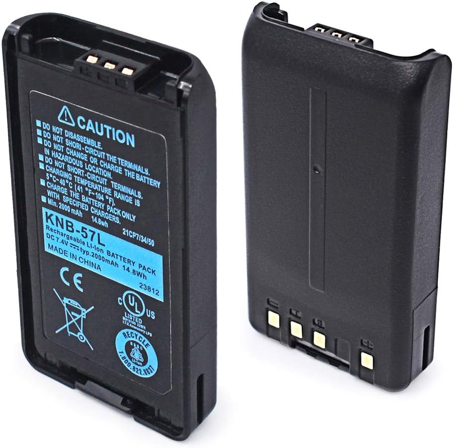 KNB-57L KNB-55L KNB-24L 7.4V 2000mAh Rechargeable Li-ion Battery for Kenwood Radio TK-2140 TK-3140 TK-2170 TK-3170 TK-2160 TK-3160 TK-3360 NX-220 NX-320 Pack of 2