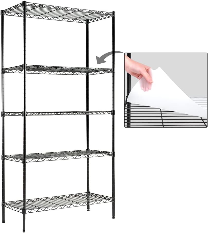 EFINE 2-Pack 5-Shelf Shelving Unit with Shelf Liners Set of 5, Adjustable, Steel Wire Shelves, 150lbs Loading Capacity Per Shelf, Shelving Units and Storage for Kitchen and Garage (30W x 14D x 60H)