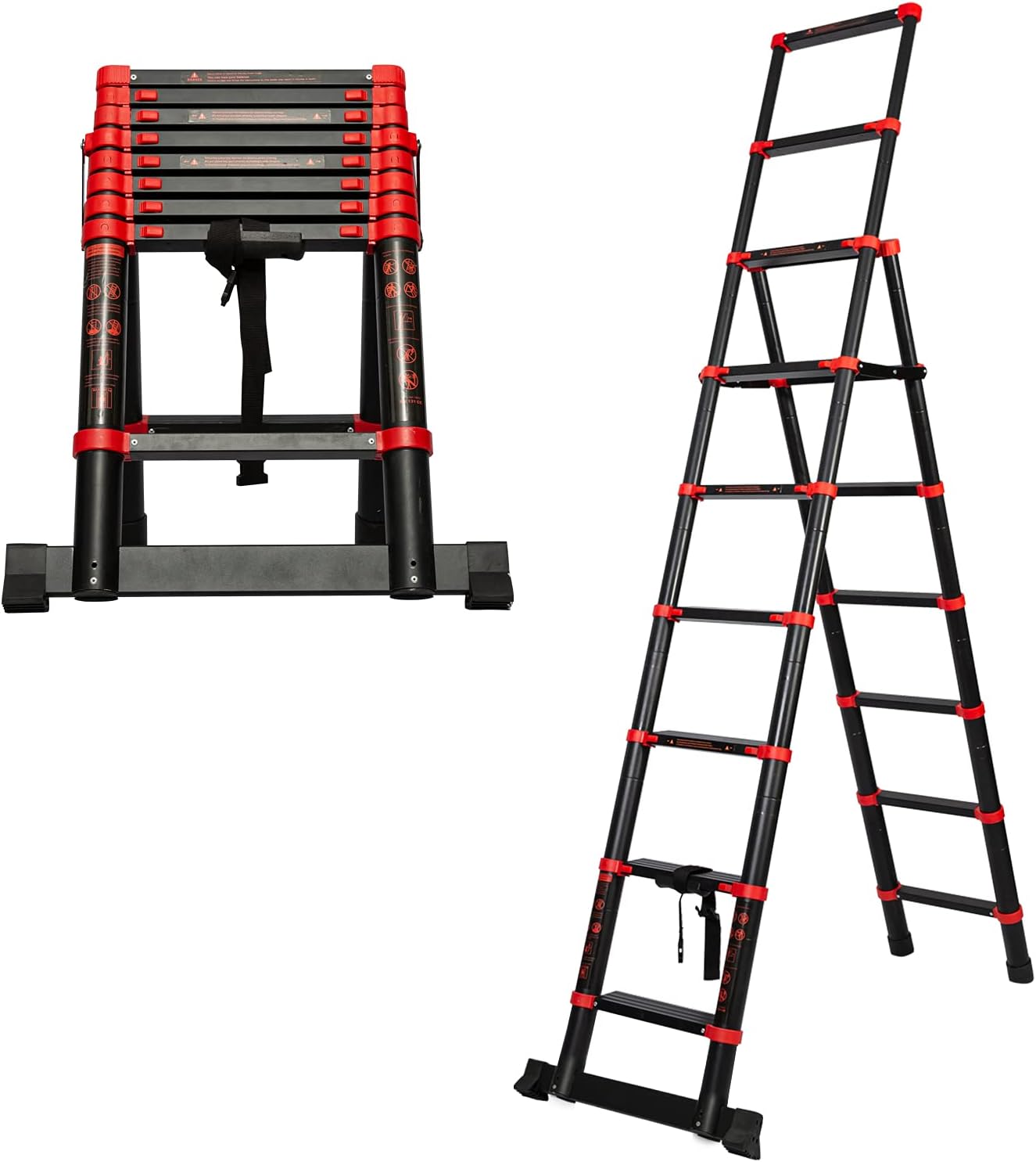 X&T Telescopic Ladder 7+9 Aluminum Telescoping Collapsible Ladder, A-Frame Extension Ladder Foldable Lightweight Ladders for Home, 330 Pound Capacity