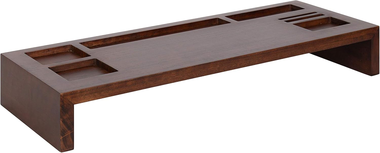Kate and Laurel Briggs Wood Monitor Riser Desk Organizer, Black Pack of 2