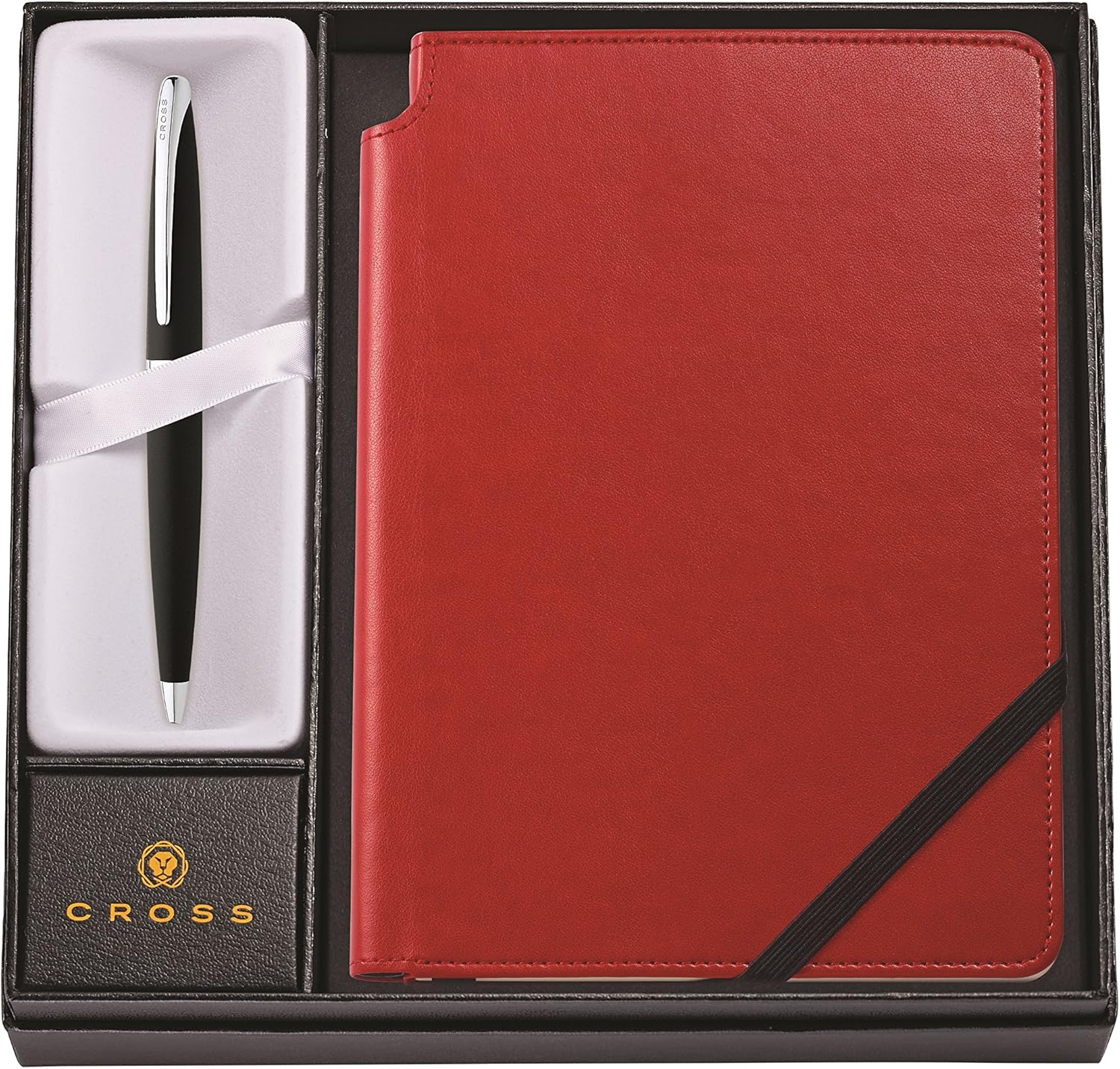 Cross ATX Basalt Black Ballpoint Pen & Crimson Medium Journal Pack of 2