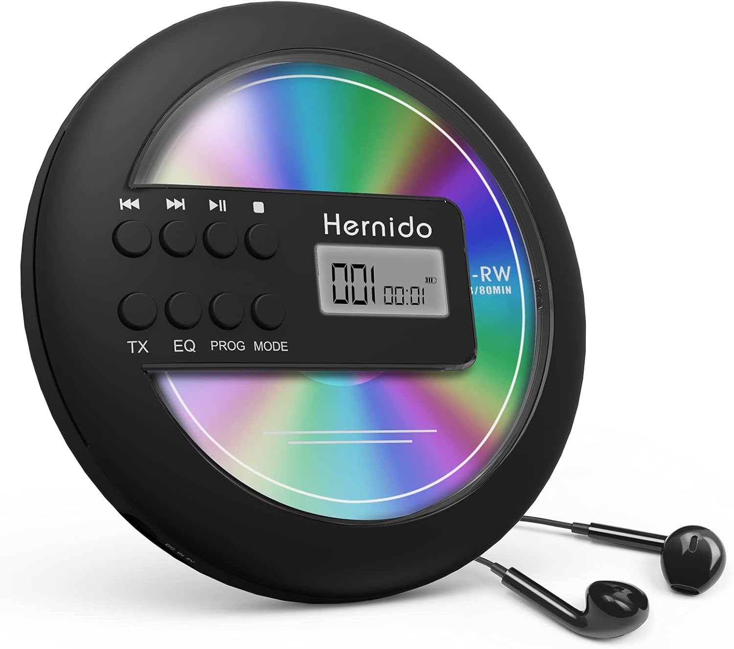 Rechargeable Portable CD Player for Car, Hernido Discman CD Player with FM Transmitter, 20 Hours Playtime Personal Compact Disc CD Player, USB CD Walkman with Headphones, Anti-Skip & Resume Playback Pack of 2