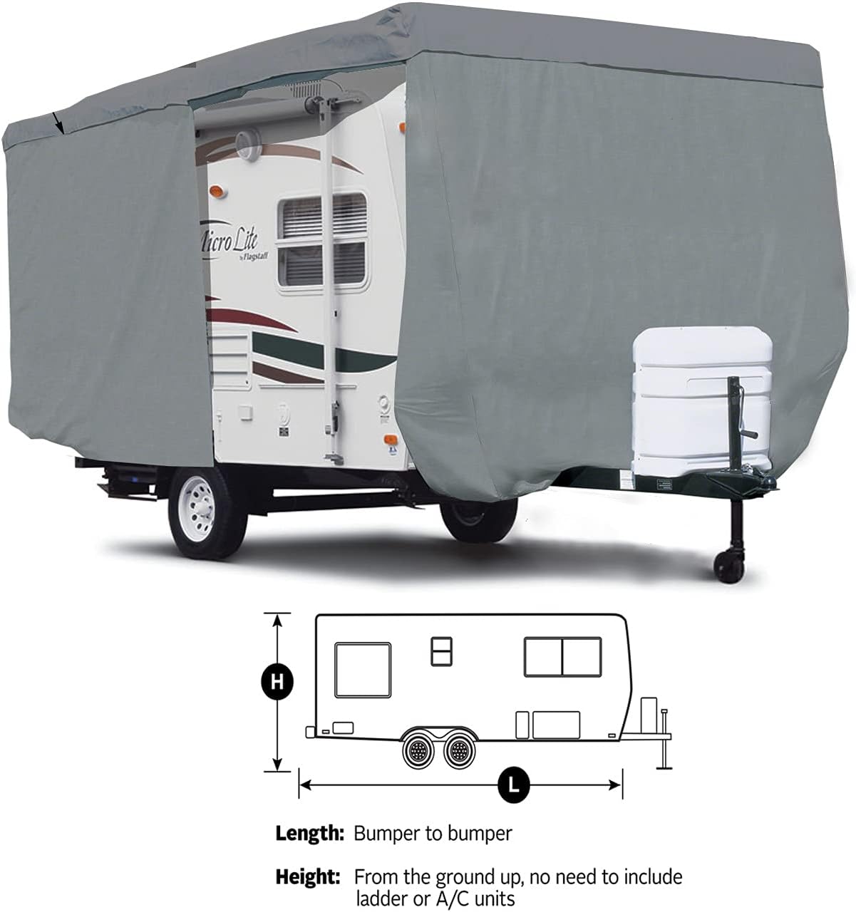 SavvyCraft Deluxe Travel Trailer RV Cover Camper Cover with Access Panels Fits 14'-16'L