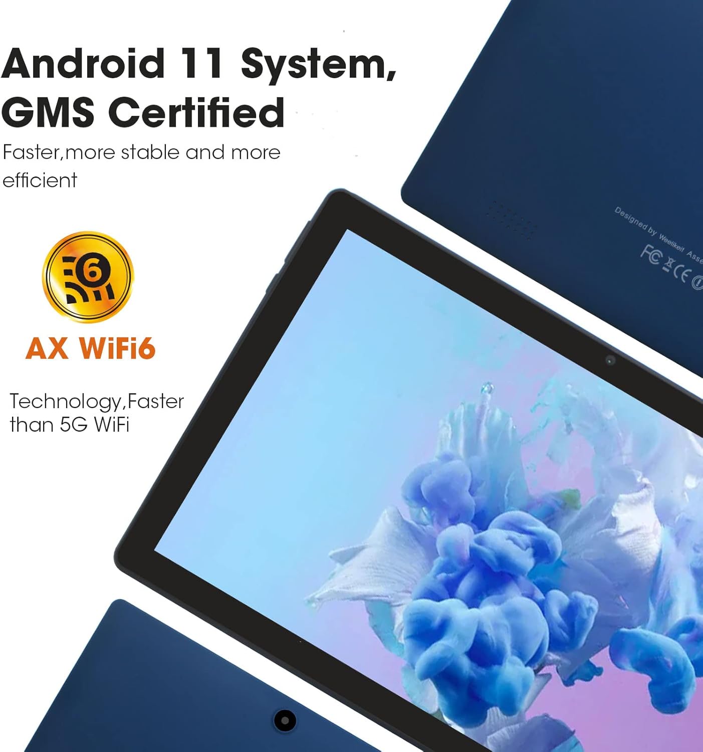 Tablet 10 Inch,weelikeit Android 11 Tablet with 5G WiFi+AX WiFi6,3GB RAM 32GB ROM Tablet PC,Quad-Core 1.6GHz Processor,IPS HD Display Tablet with Stylus, 5MP+8MP Camera, Bluetooth,GMS Certified