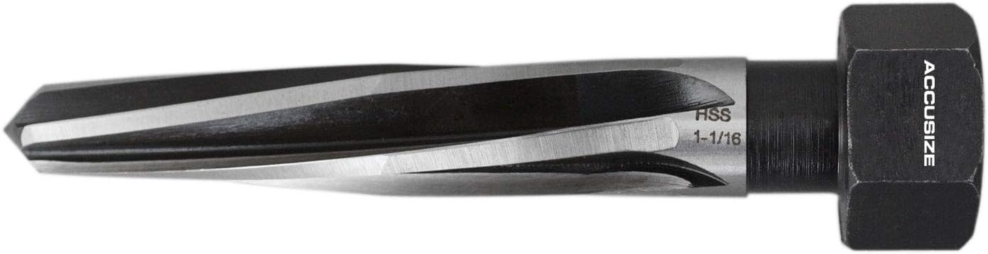 Accusize Industrial Tools 1-1/16'' by 5'' Flute Length Hex Shank H.S.S. Aligning Reamer, 7'' Oal, Spiral Flute, 0523-6055 Pack of 2