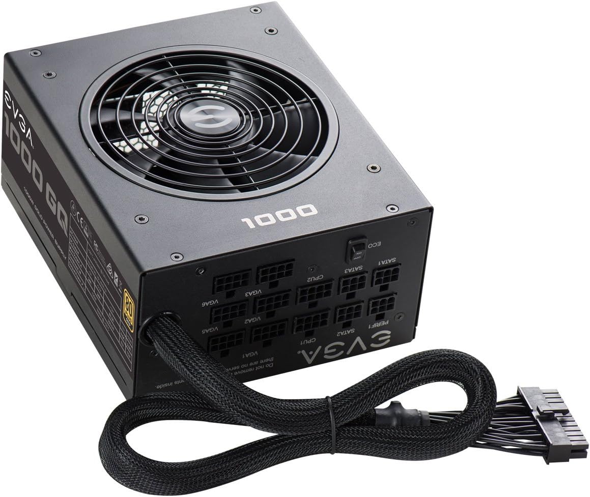 EVGA 210-GQ-1000-V1,1000 GQ, 80+ GOLD 1000W, Semi Modular, EVGA ECO Mode, 5 Year Warranty, Power Supply,Black