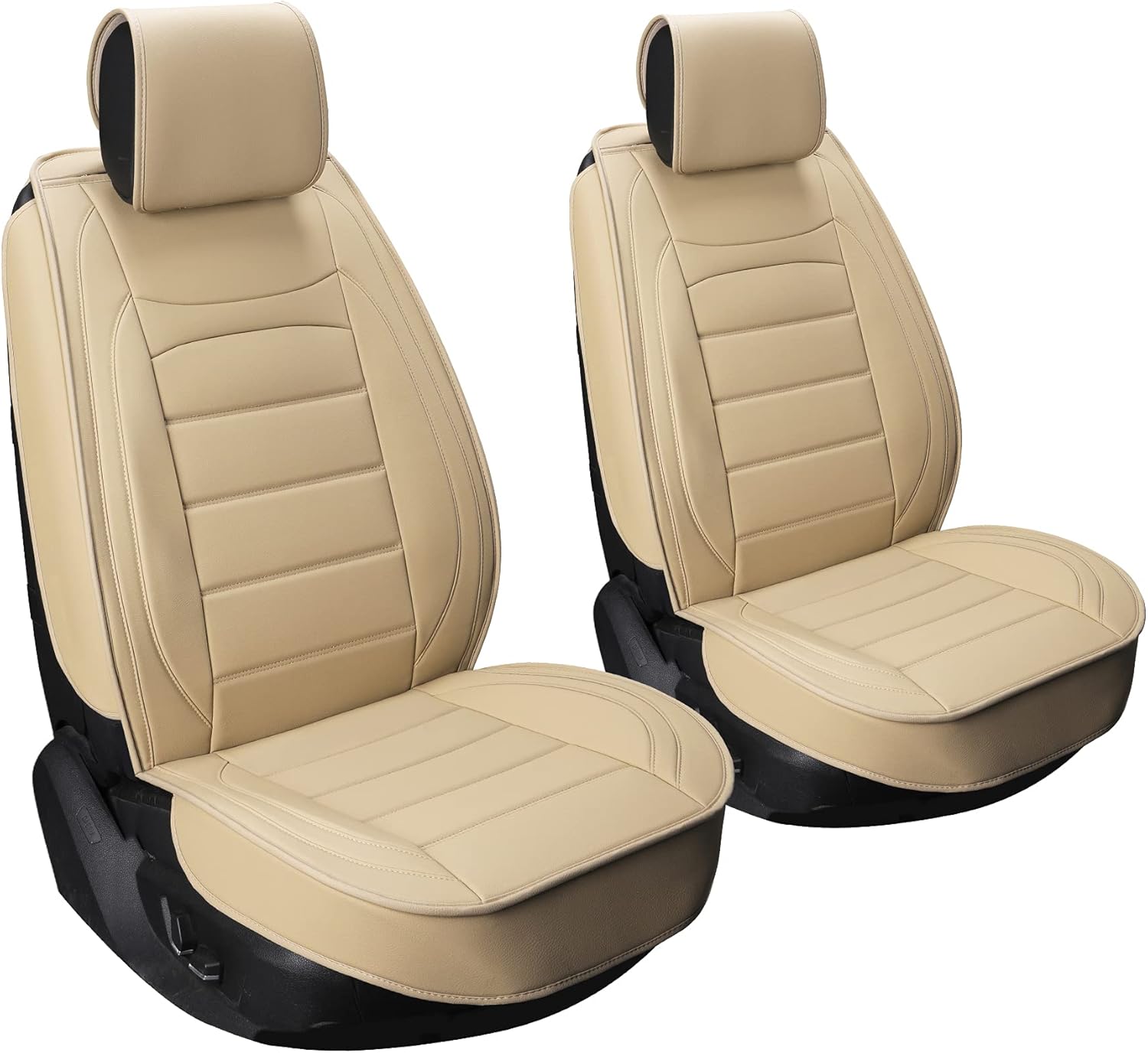 Universal Leather Car Seat Covers Front - Sanwom 2Pcs Waterproof Vehicle Seat Covers - Leatherette Automotive Covers Interior Accessories for Most SUV Cars Pickup Truck, Black & Blue