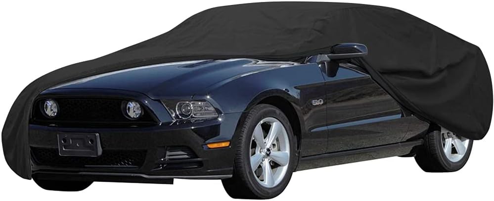 WinPower Indoor Car Cover Velvet Stretch Cloth Dust-Proof Underground Garage Car Show for Ford Mustang, Black