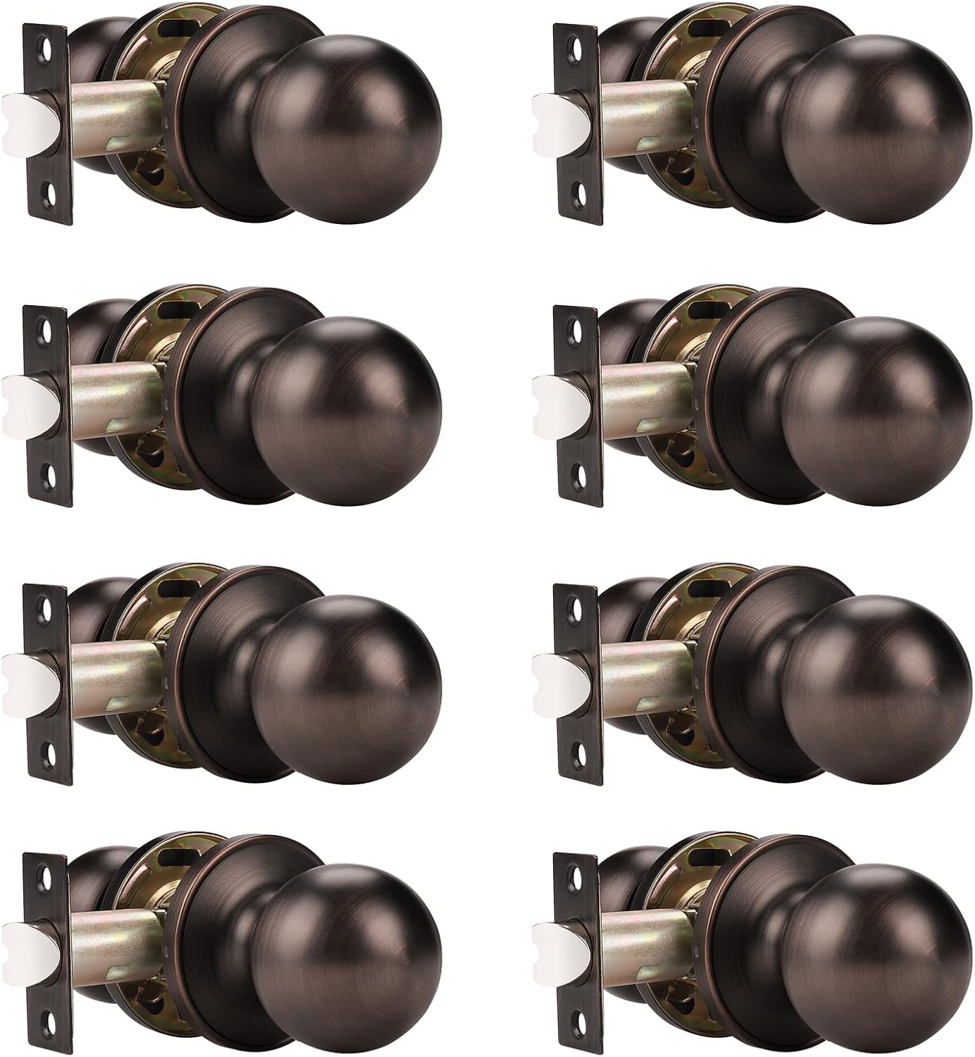8 Pack Probrico Interior Passage Keyless Door Knobs Door Lock Handle Handleset Lockset Without Key Doorknobs Oil Rubbed Bronze for Hall/Closet-Door Knob 609 Pack of 2