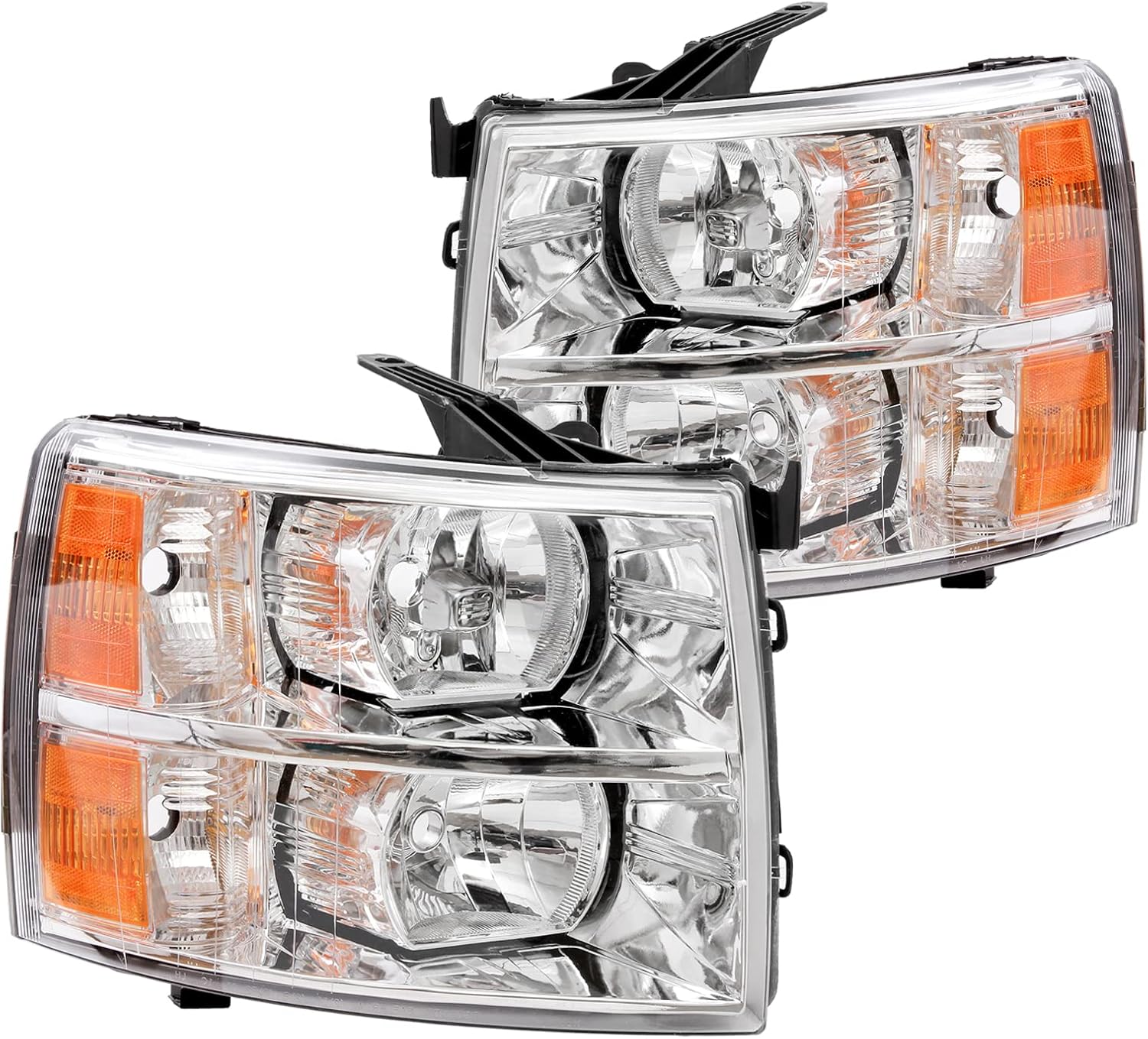 APSVE Headlight Assembly compatible with 1999-2002 Chevy Silverado 1500/2500/3500, 00-06 Tahoe Suburban, Smoke Lens Pack of 2