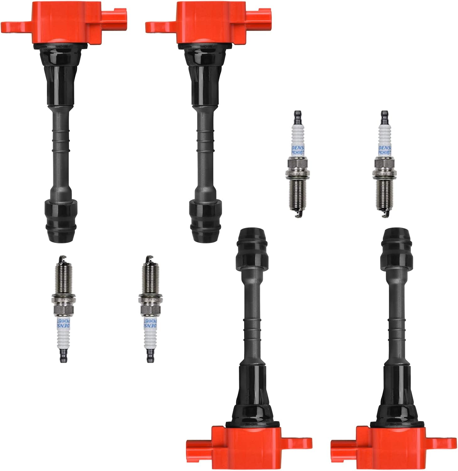 MCK 4pcs Racing Ignition Coil Pack and Platinum Spark Plug Compatible With Nissan Sentra 2002 2003 2004 2005 2006 1.8L 1.8 L4 UF351