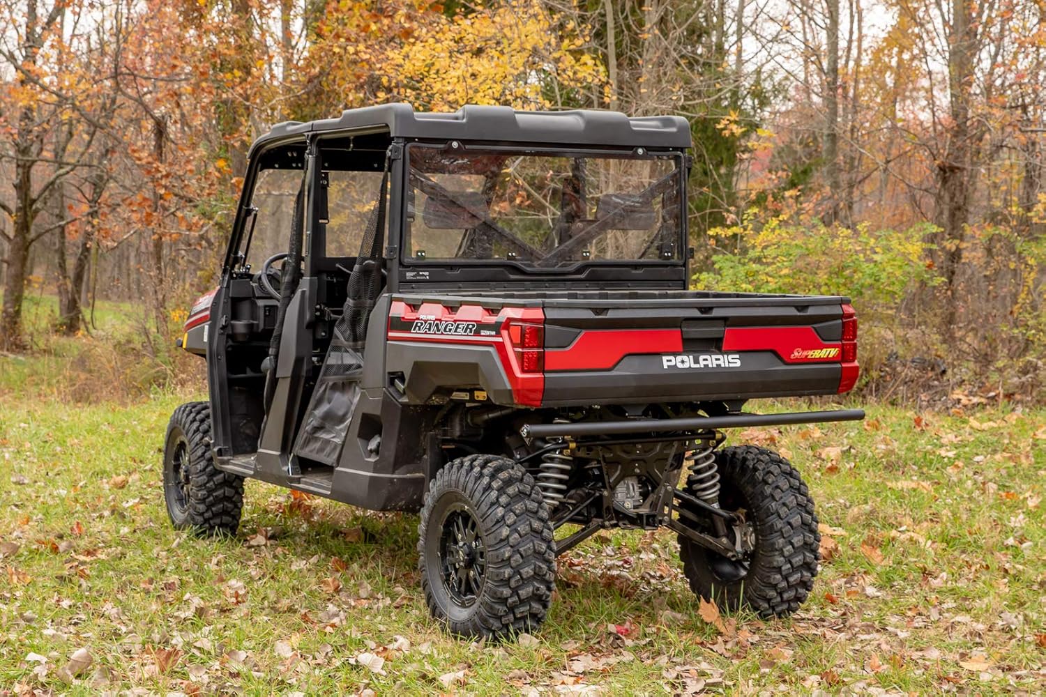 SuperATV Rear Bumper for 2013+ Polaris Ranger XP 900 / 2014+ Ranger XP 900 Crew - Wrinkle Black - Made of Heavy Duty Steel Tubing - Allows Use of Tailgate and Dump Bed - Mounts Directly to the Frame
