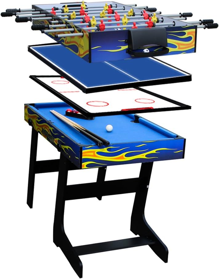 IFOYO 48 in /31.5 in 4 ft Multi-Function 4 in 1 Steady Combo Game Table, Hockey Table, Soccer Foosball Table, Pool Table, Table Tennis Table, Yellow Flame