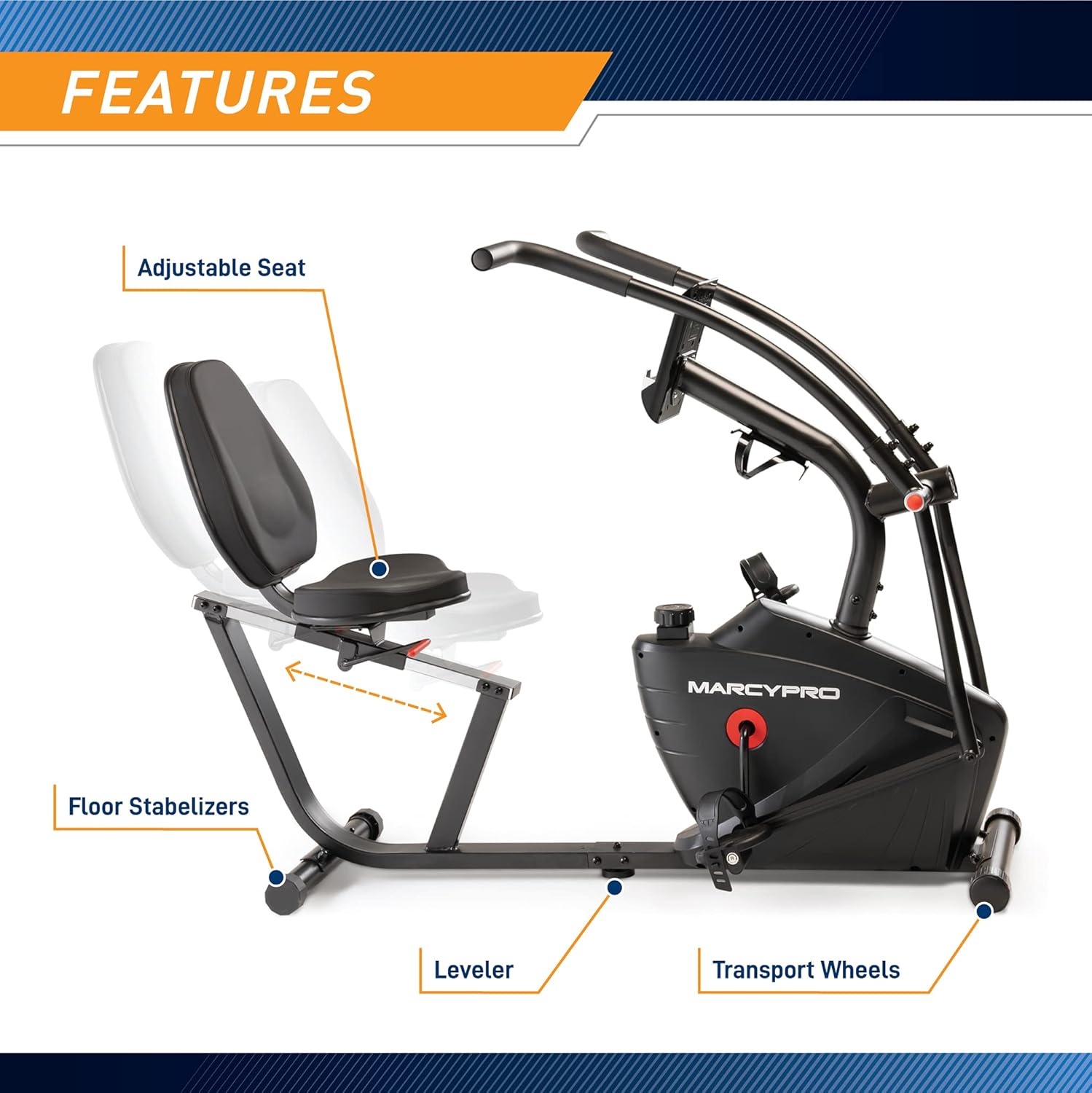 Marcypro Dual Action Cross Training Recumbent Exercise Bike with Arm Exercisers JX-7301