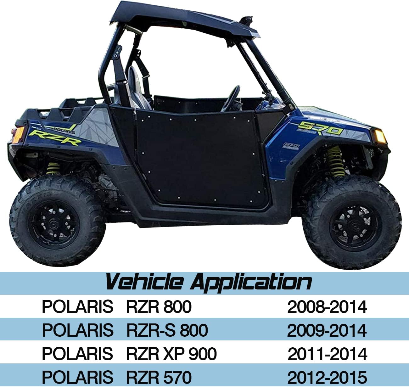 KKoneAuto UTV Doors Compatible with Polaris 2008-2014 RZR 800/800 S/570/XP 900 2 Door Models,Heavy Duty Dual Stage Automotive Style Slam Latch Aluminum Suicide Doors (Set of 2)