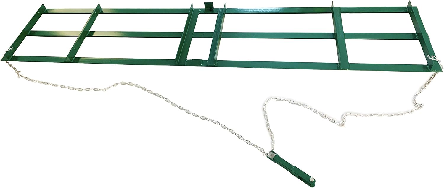 LANDZIE Drag Harrow Driveway Grader for ATV, UTV - Tractor Rake - 8 Ft (Two 4 ft Sections) Yard Rake Tow Behind - 4 Ft Heavy Duty Chain - Drag Grader for Yard Leveling