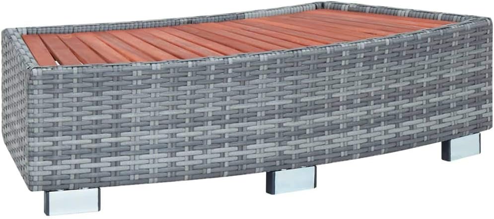 vidaXL Spa Step Poly Rattan Patio Hot Tub Bathtub Pool Footstep Black/Gray