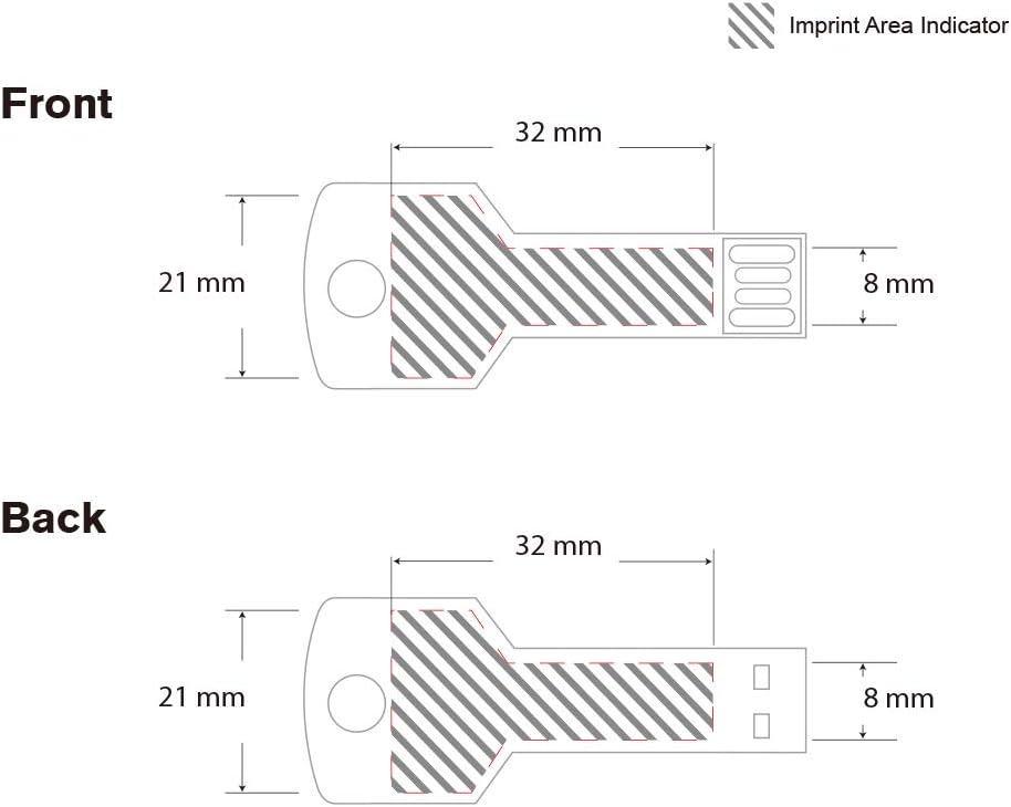 Possibox Custom Key Shaped USB Flash Drive 4GB Customized with Your Logo - as Promotional Gift Bulk 100 Pack