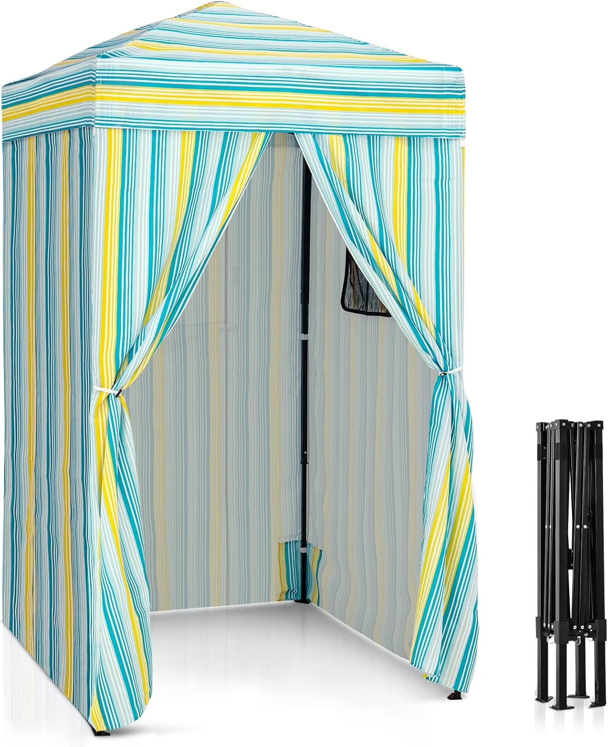 EAGLE PEAK Flex Ultra Compact 4’x4’ Pop-up Changing Room Canopy, Portable Privacy Cabana for Pool, Fashion Photoshoots, or Camping (White)