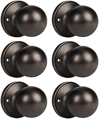 KNOBWELL 5 Pack Modern Door Knob Passage Door Knob Set, Closet Door Knobs, Hallway and Closet Door Knob in Classic Style with Concealed Screws, Oil Rubbed Bronze Pack of 2