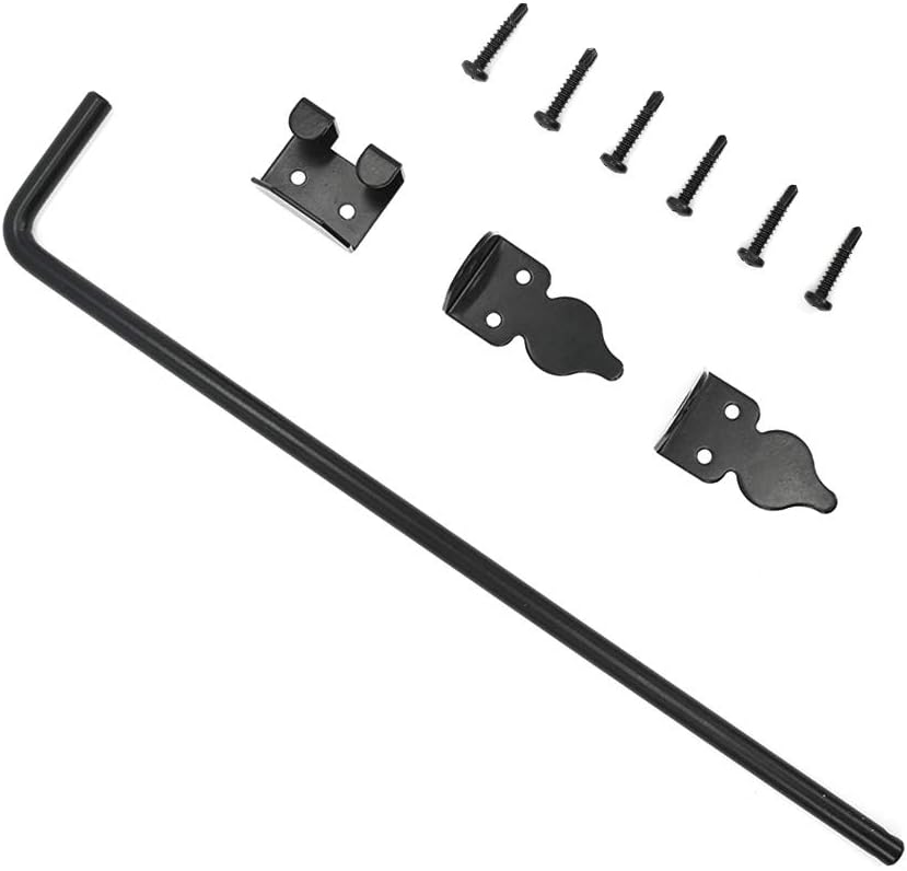 Cane Bolt Heavy Duty Gate Drop Rod 18 inch Steel with Black Finish -2 Pack for Double Door Pack of 2