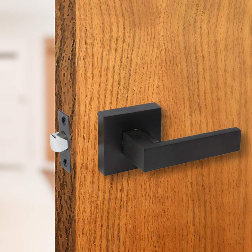 3 Pack Matte Black Door Lever Passage Closet Door Handles, Passage Function, Heavy Duty Lever Door Handles, Door Handles for Left or Right Handing, Interior Door Handle Pack of 2