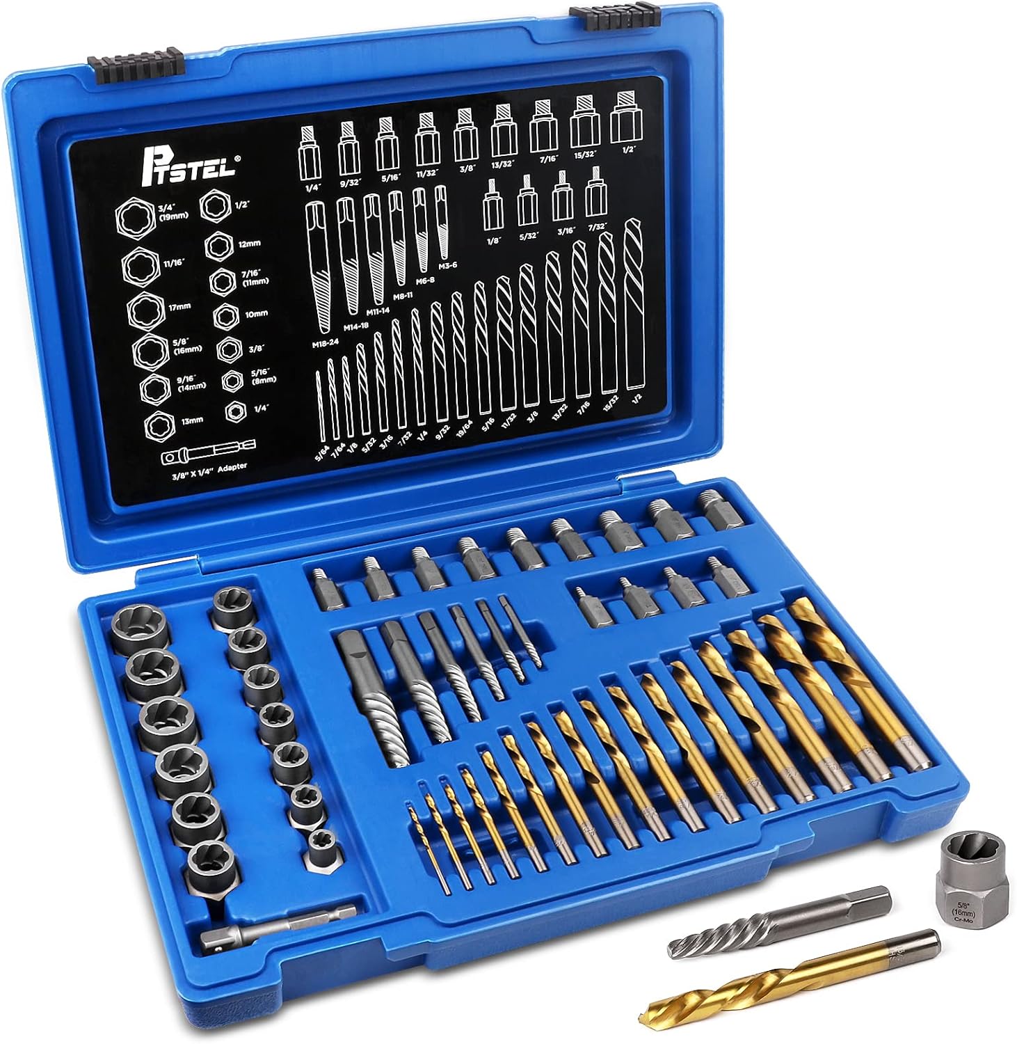Screw Extractors, Nut Splitter Cracker Set, PTSTEL 26PCS Impact Nut/Bolt Removal Drill Bit Kit, Bolt Extractor Tool Set For Damaged Rusted Screws,Bolts, Nuts And Fittings Pack of 2