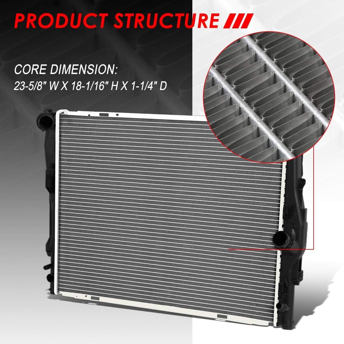 DPI 2882 Factory Style 1-Row Cooling Radiator Compatible with BMW 128i 130i 323i 325i 325xi 330xi 328i 328xi 330i Z4 AT MT 06-13, Aluminum Core