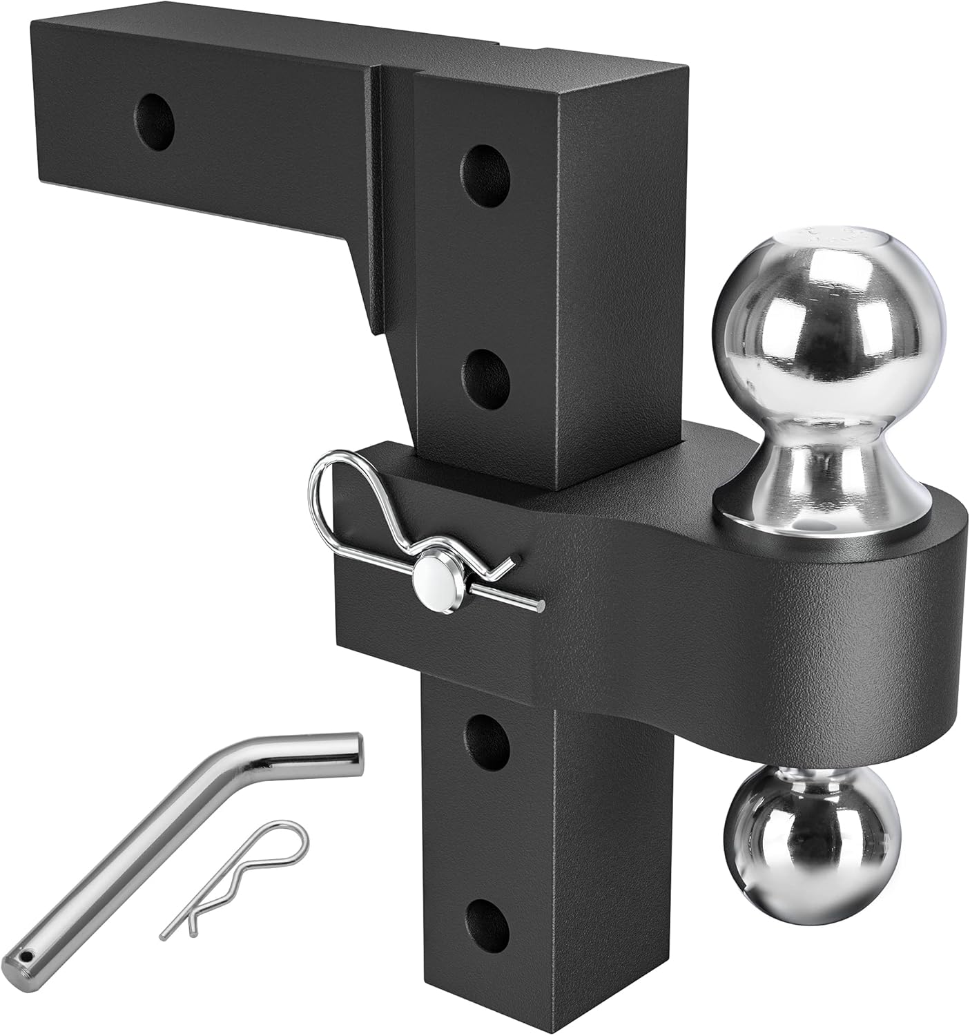 YITAMOTOR Adjustable Trailer Hitch Ball Mount, Fits 2-Inch Receiver, 6-Inch Drop Hitch w/Forged Aluminum Shank, 2'' & 2-5/16'' Combo Aluminum Tow Balls with Double Stainless Steel Pins, Red